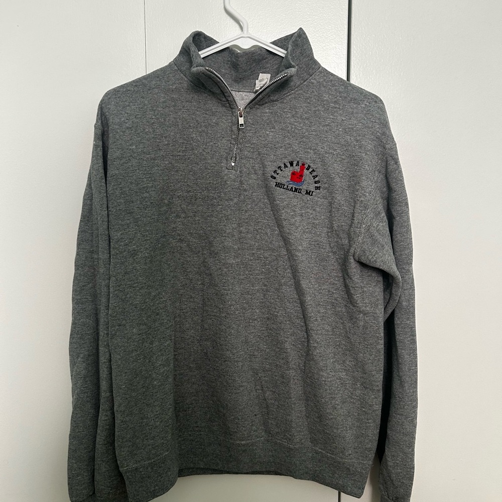 Jerzees Holland, Michigan Gray Zip-Up Sweater